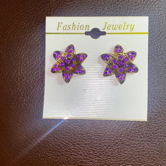 NWT Women’s Purple Fashion Jewelry Vintage Clip On - Picture 1 of 2